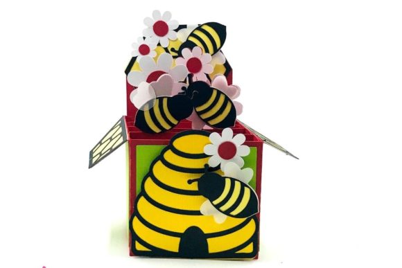 3D Beehive and Honeycomb Box Card
