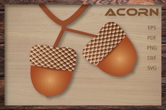 3D Brown Acorn Wall Art Clipart SVG