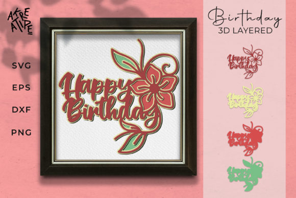 Birthday 3D Paper Cutting SVG Design Asset