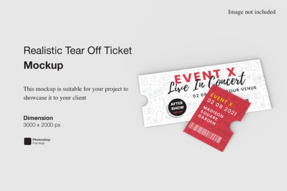 Realistic Tear off Ticket Mockup