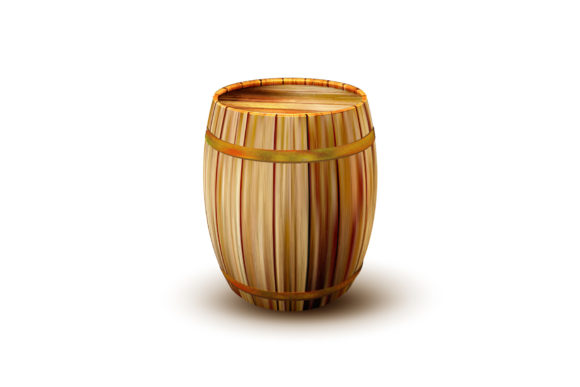 Standing Vintage Wooden Barrel Side View