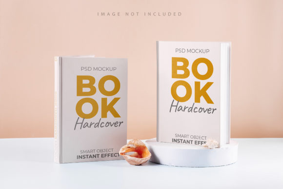 Two White Book Mockup on a Beige Table